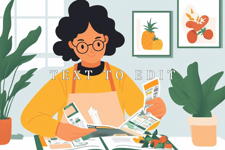 PSD mujer revisando catálogos de semillas y planeando su jardín