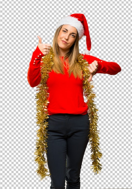 PSD mujer rubia vestida para vacaciones de navidad