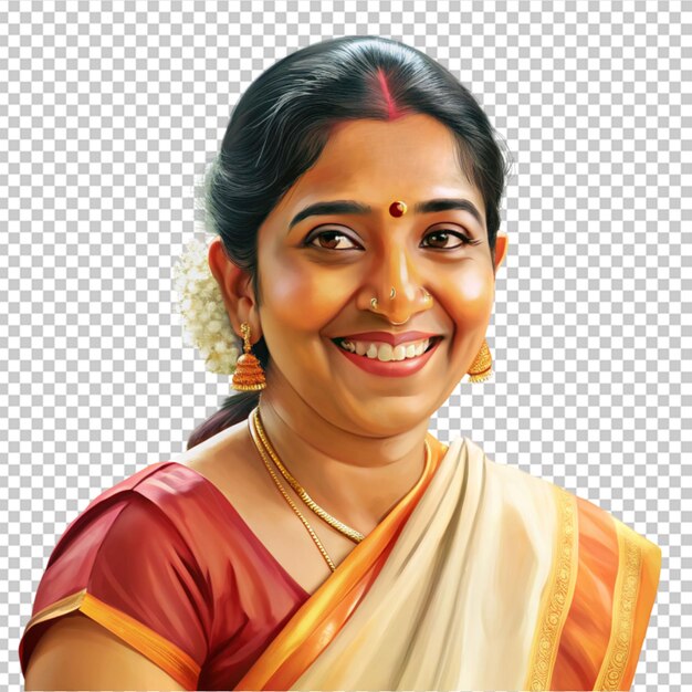 PSD una mujer en sari sonriendo.