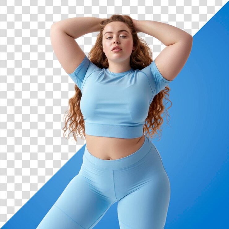 PSD mujer segura de sí misma en png posando con ropa deportiva
