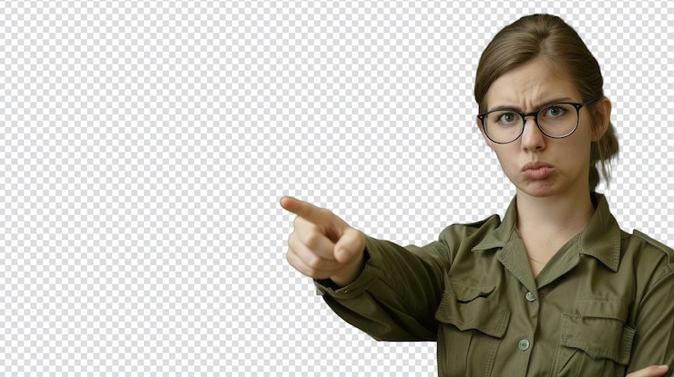 PSD mujer señalando con el espacio de copia ideal para la promoción del gobierno o los negocios