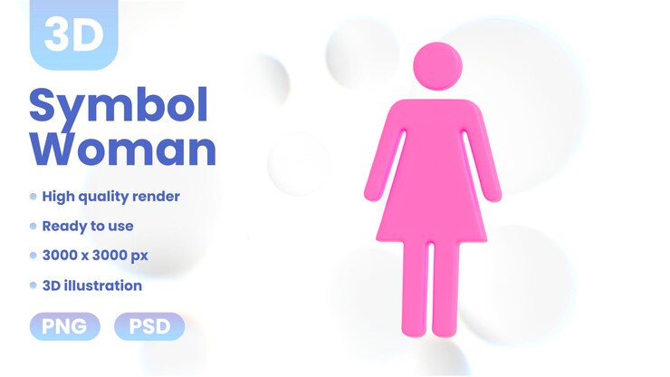 PSD la mujer símbolo 3d
