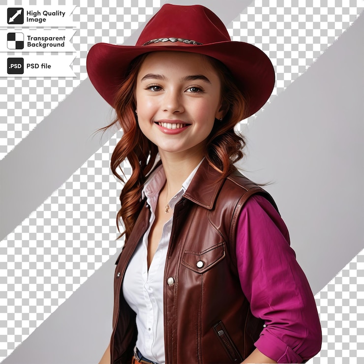 PSD una mujer con un sombrero de vaquero está usando un sombrerito de vaqueño