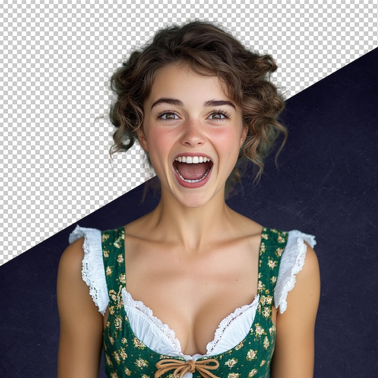 PSD una mujer sorprendida en dirndl