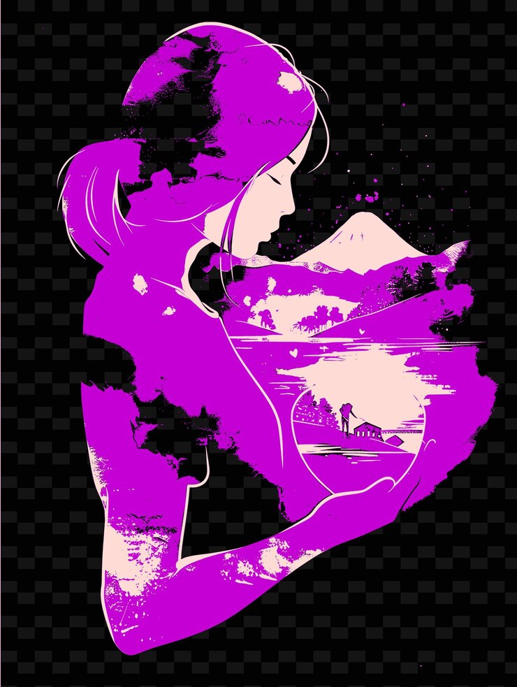 PSD mujer sosteniendo un corazón con una escena romántica en el fondo diseños de fondo de carteles de png