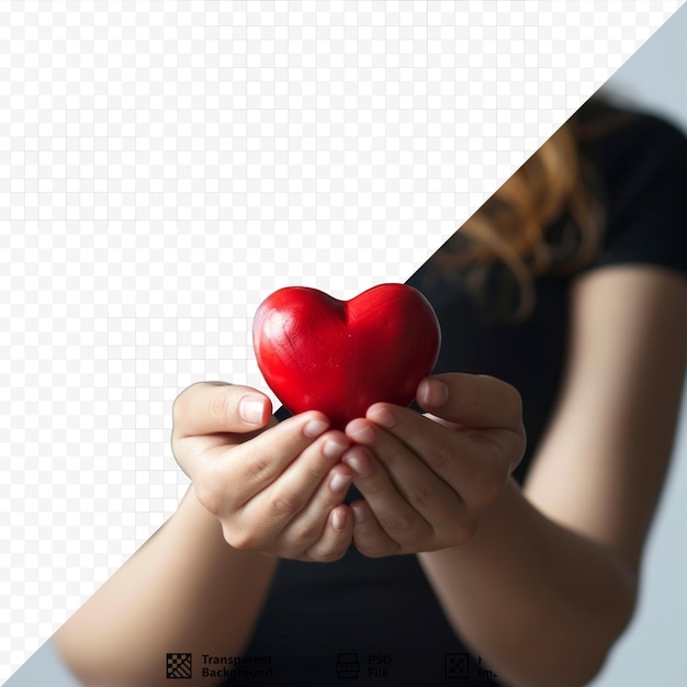 Mujer sosteniendo un corazón sobre blanco