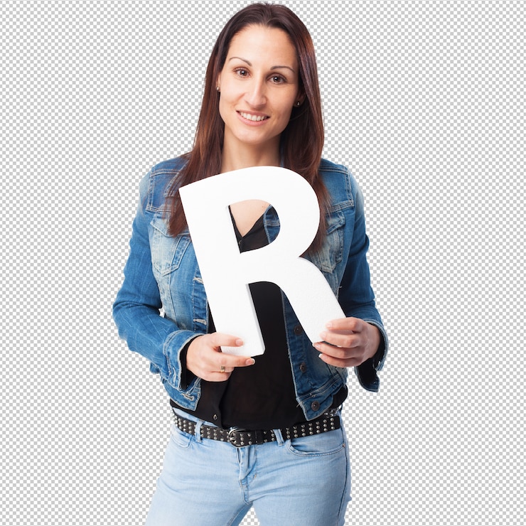 PSD mujer sosteniendo la letra r