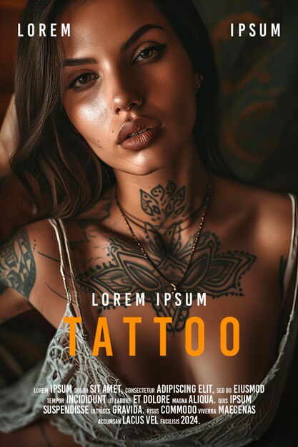 PSD mujer con tatuaje posando