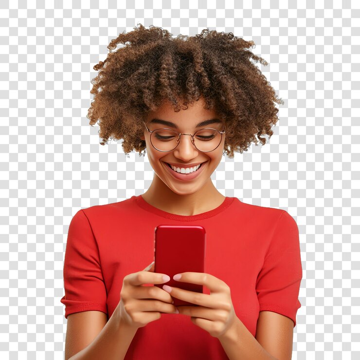 PSD mujer con teléfono