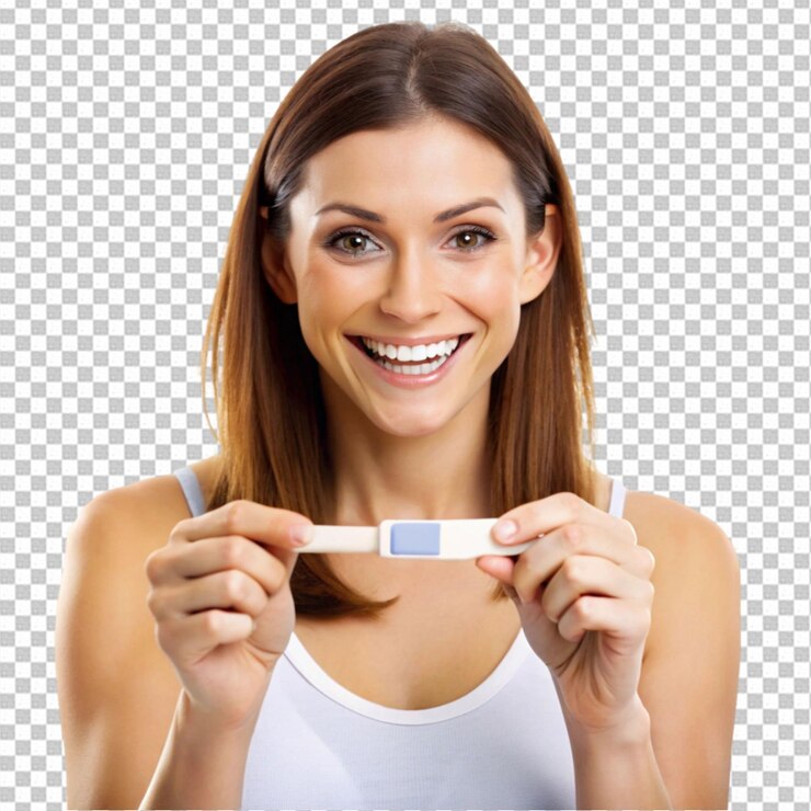 PSD mujer con un test de embarazo positivo