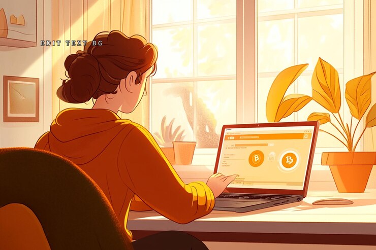 PSD mujer trabajando en una computadora portátil cerca de la luz del sol de la ventana