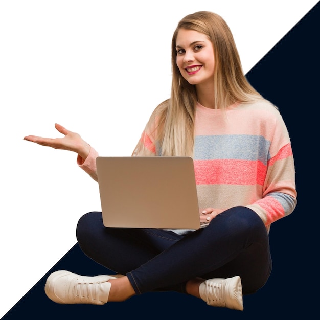 Mujer trabajando en una computadora portátil