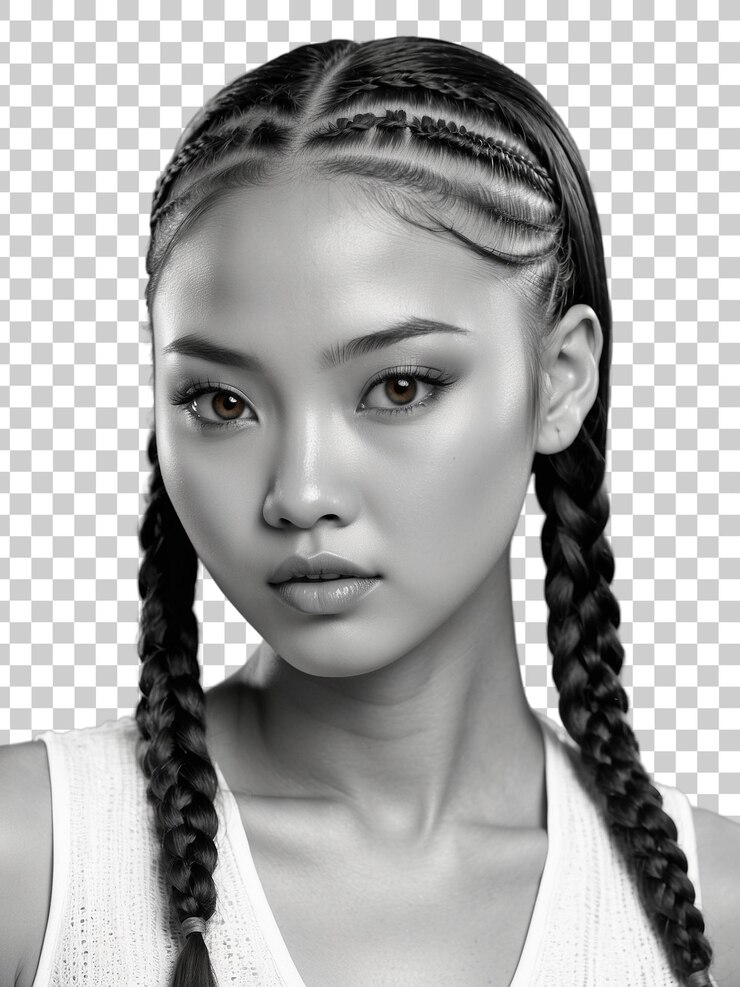 PSD una mujer con una trenza en el cabello