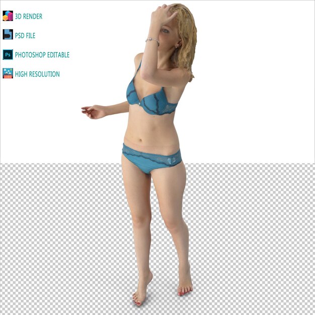 PSD las mujeres casuales ropa interior 3d render psd