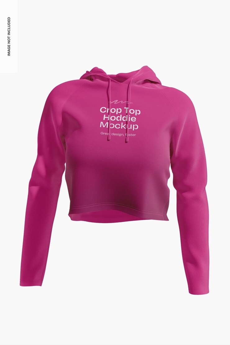 PSD mujeres crop top hoodie mockup vista delantera