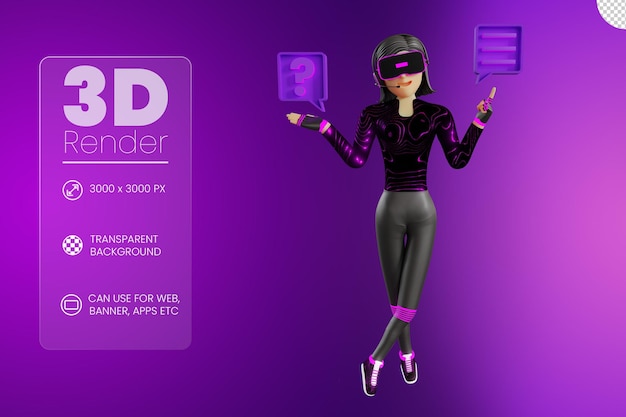 las mujeres dieron la respuesta en el metaverso ilustración 3D
