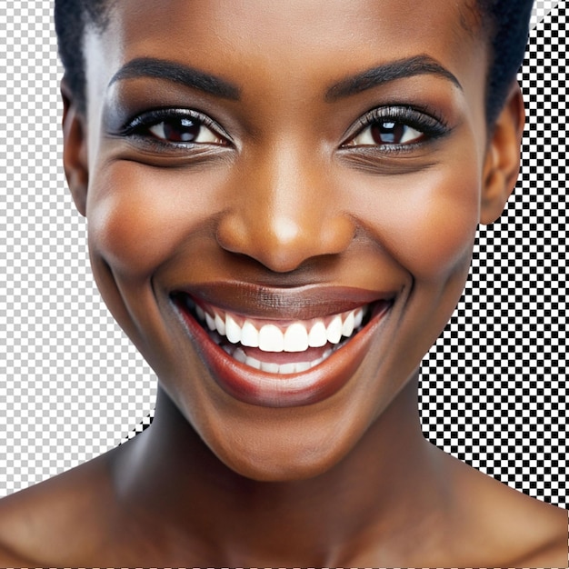 PSD mujeres negras atractivas con dientes blancos sobre un fondo transparente