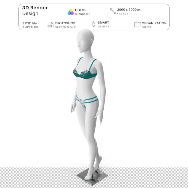 PSD mujeres que llevan ropa interior maqueta de modelado en 3d archivo psd ropa interior sexy realista