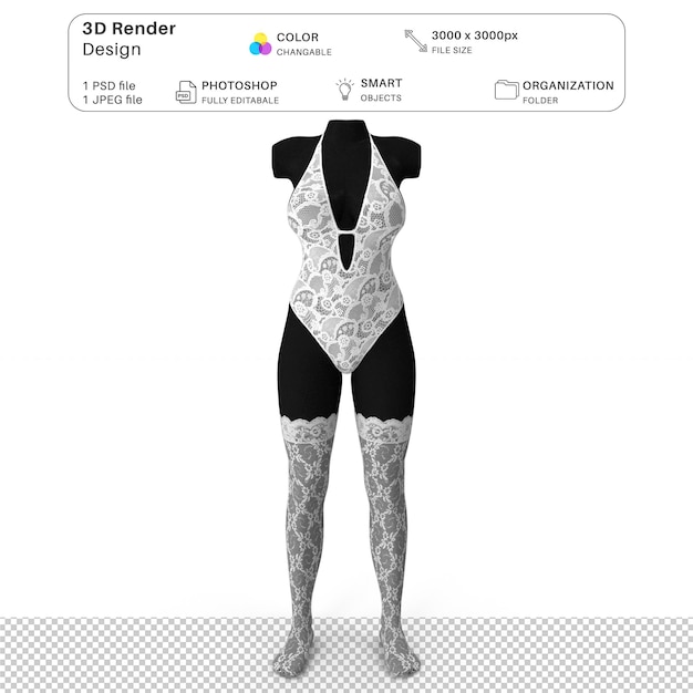 PSD mujeres que llevan ropa interior maqueta de modelado en 3d archivo psd ropa interior sexy realista