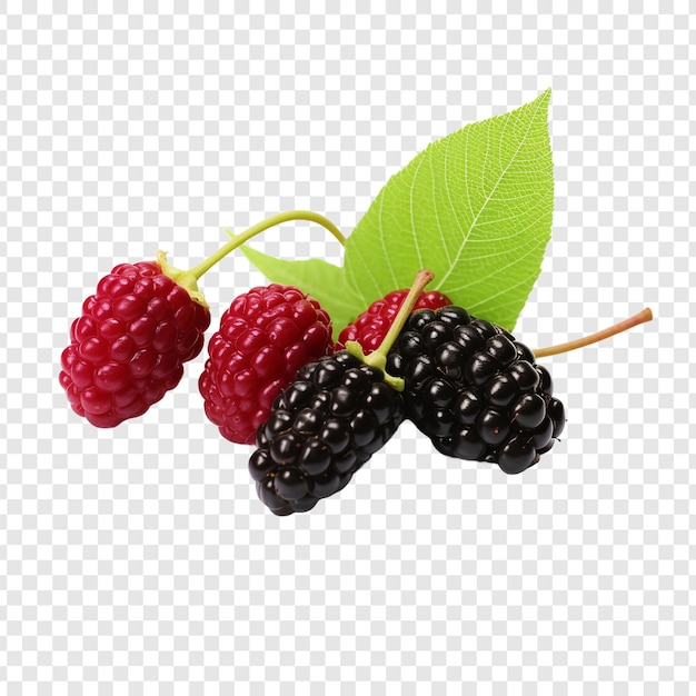 Mulberry-isolierte früchte auf durchsichtigem hintergrund