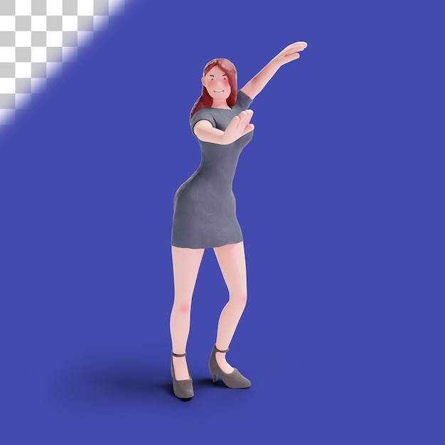 Mulher bonita 3d em vestido de dança