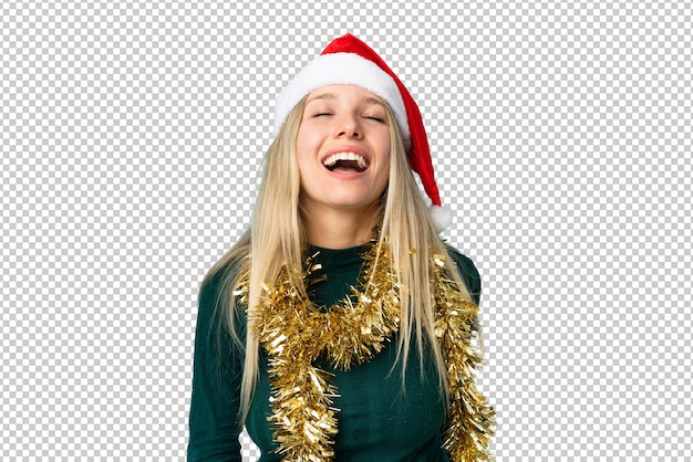 PSD mulher bonita com chapéu de natal isolada