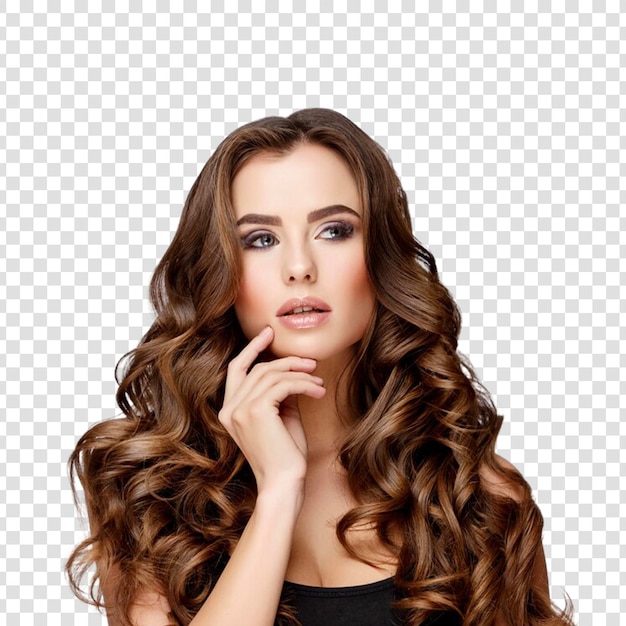 Mulher bonita com pele limpa e fresca em fundo transparente