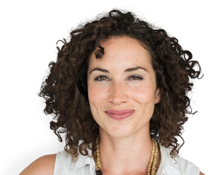 PSD mulher caucasiana sorrindo casual