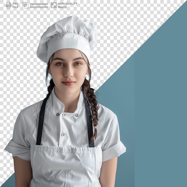 PSD mulher chef ou cozinheira europeia psd branco transparente isolado
