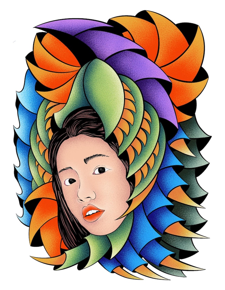PSD mulher com coroa colorida