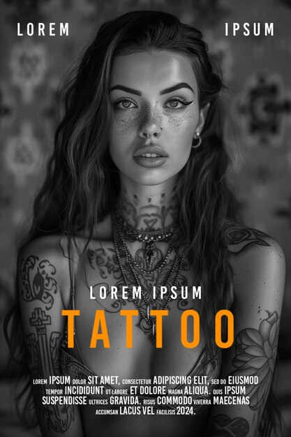 PSD mulher com tatuagem posando