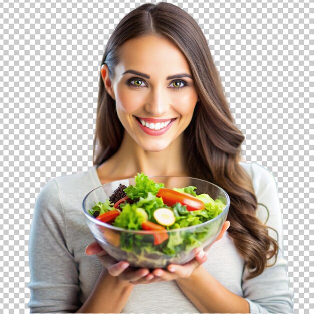 Mulher com uma tigela de salada estilo de vida saudável