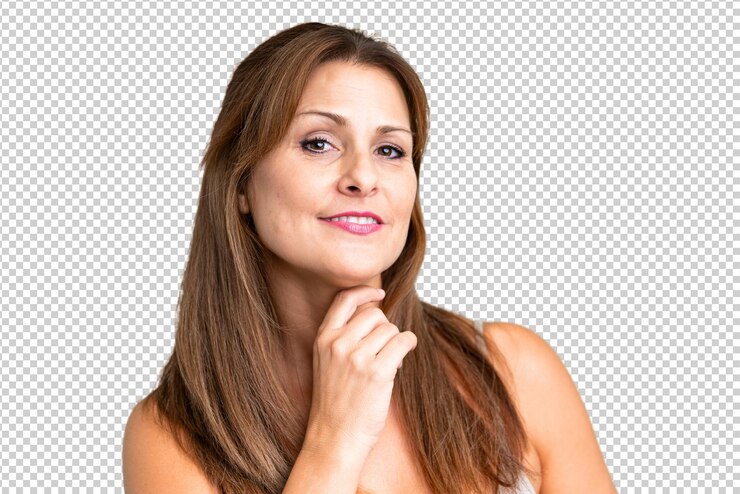 PSD mulher de meia-idade sobre um fundo isolado retrato