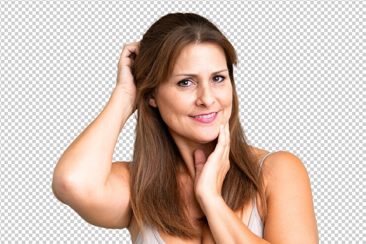 PSD mulher de meia-idade sobre um fundo isolado retrato