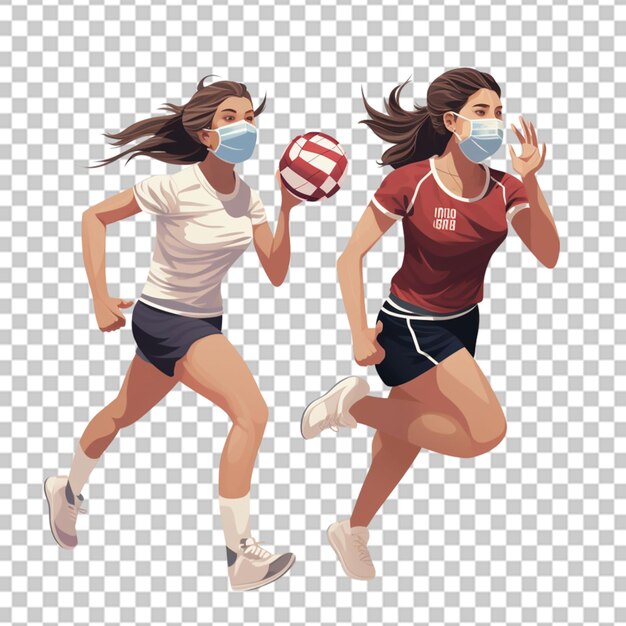 PSD mulher de personagem em roupas esportivas correndo isolada em fundo branco ilustração de renderização 3d