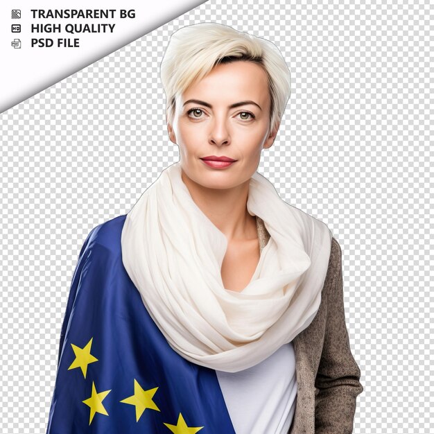 PSD mulher europeia cientista política de fundo branco