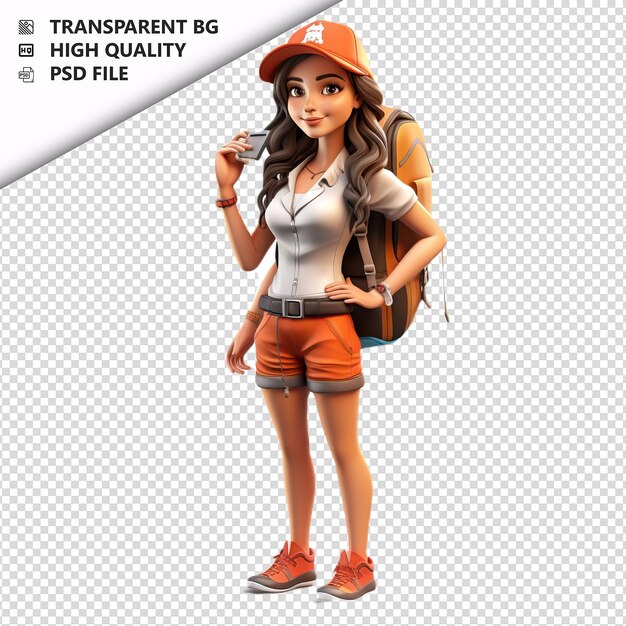 PSD mulher europeia jogando 3d cartoon style fundo branco