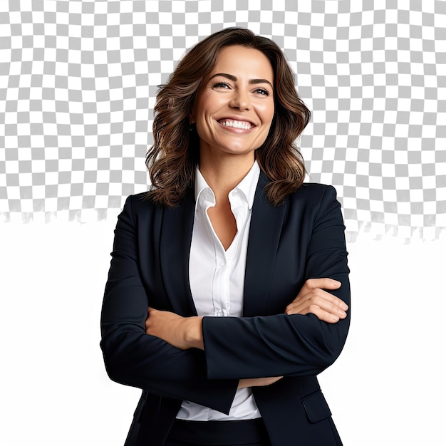 Mulher feliz ceo isolada em fundo transparente mulher caucasiana ceo no estúdio