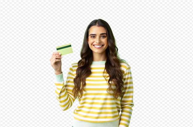 Mulher feliz com cartão de crédito
