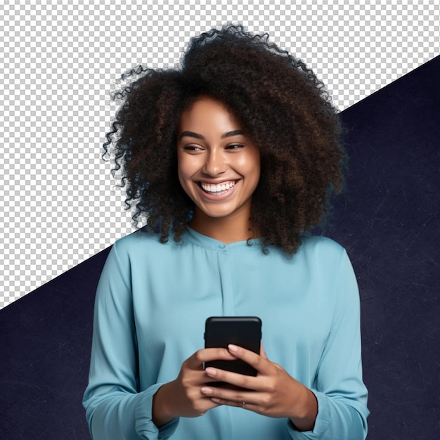 Mulher feliz usando smartphone