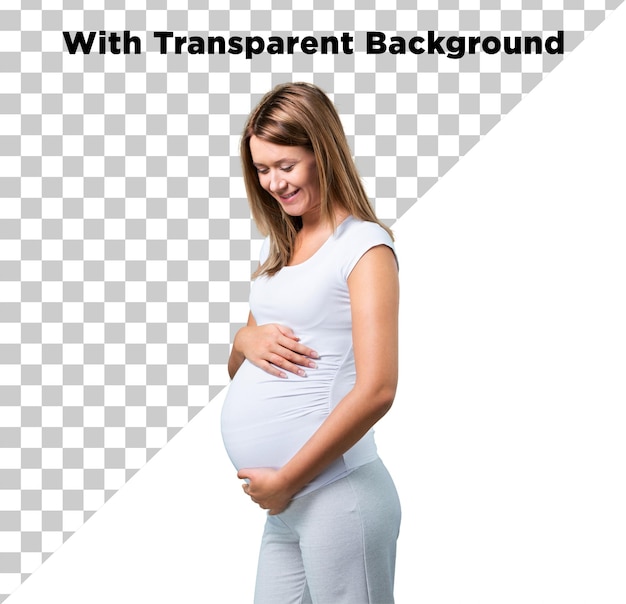 Mulher grávida alegre e feliz PNG PSD isolada em fundo transparente