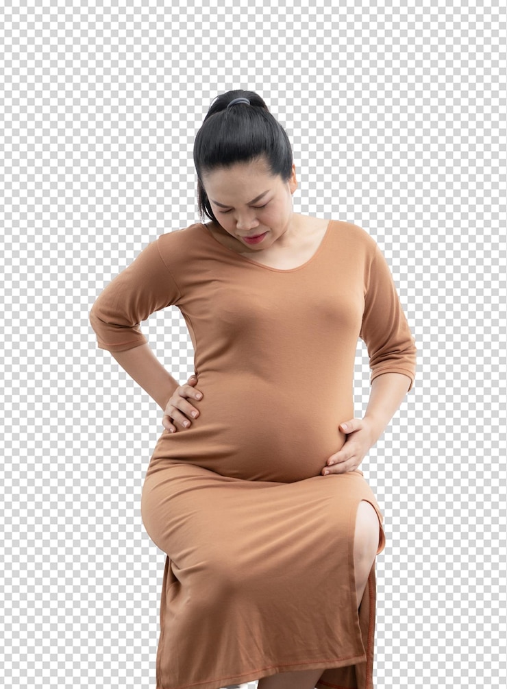 PSD mulher grávida asiática com dores