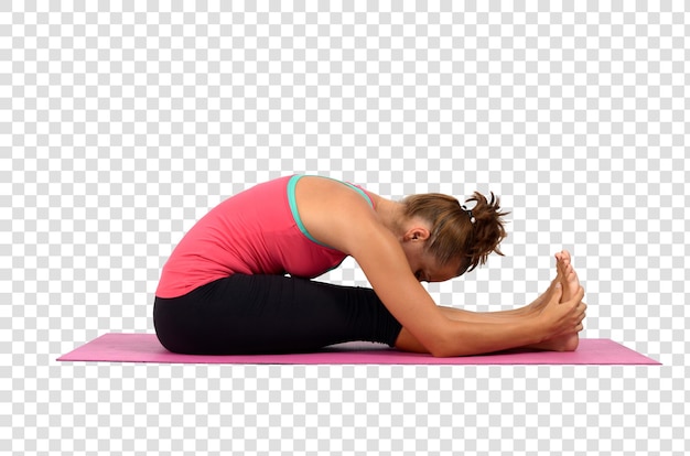 PSD mulher jovem fazendo exercícios de ioga, arquivo psd em camadas