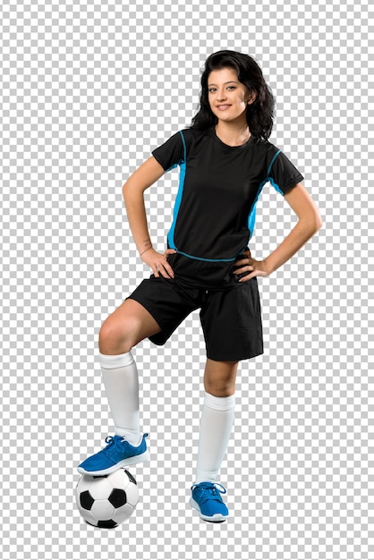 Mulher jovem jogador de futebol
