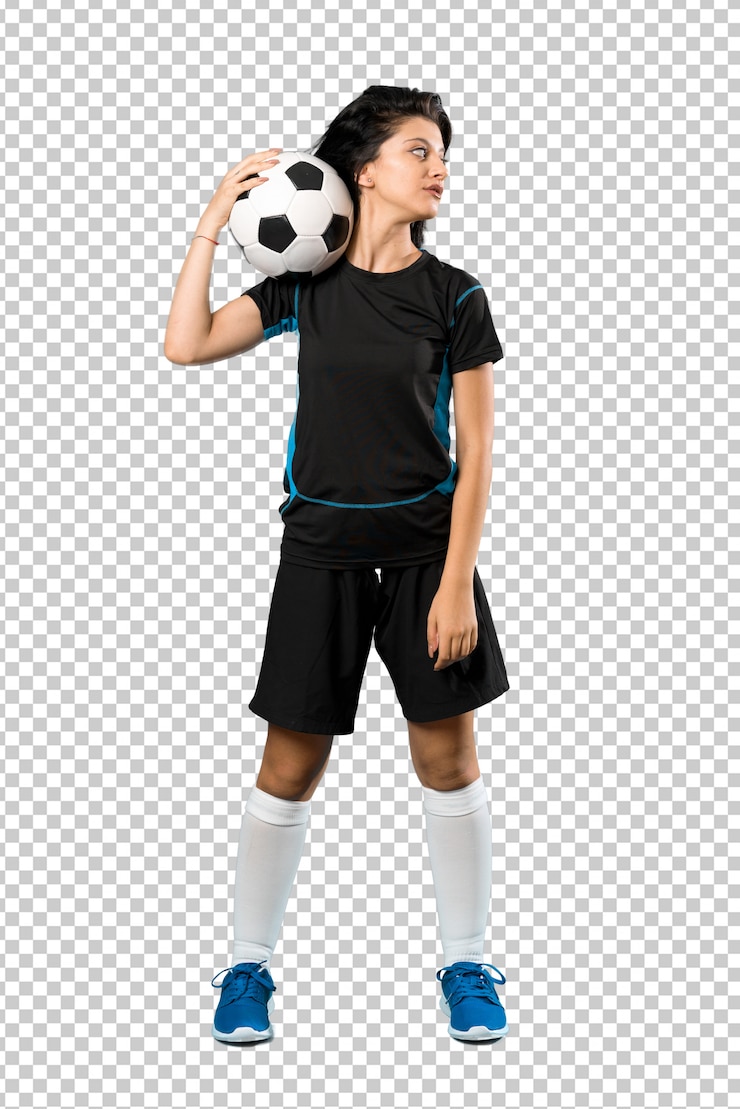 PSD mulher jovem jogador de futebol