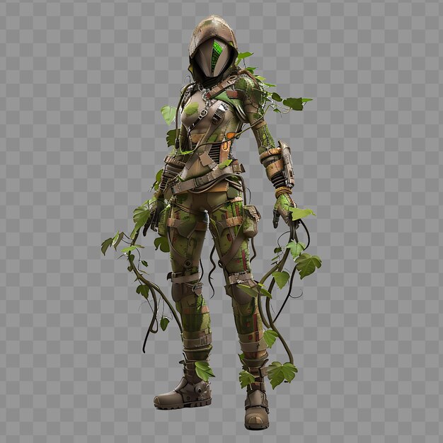 PSD mulher jovem manipuladora de plantas com forma orgânica manipulação de plantas desenho de personagens conceito de acesso de jogo