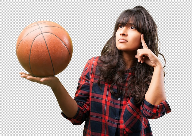 PSD mulher latina com basquete