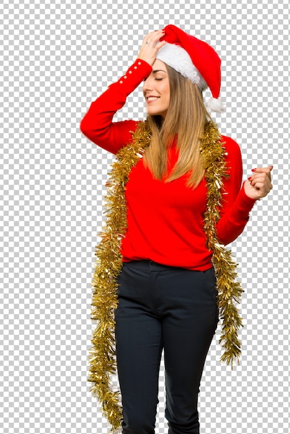 PSD mulher loira vestida para as férias de natal