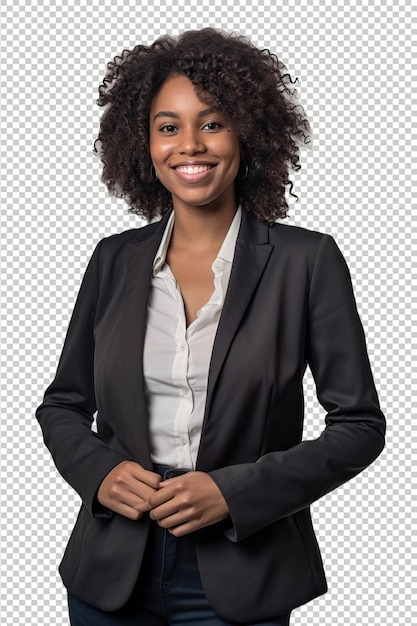 Mulher negra de marketing profissional psd branco transparente