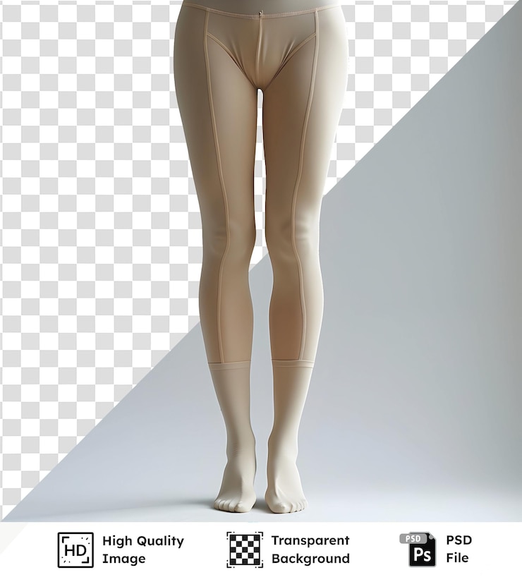 PSD mulher posa com leggings e meias bege psd transparente de alta qualidade